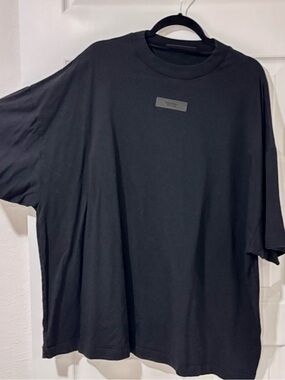 Essentials Black Oversized Crewneck Tee